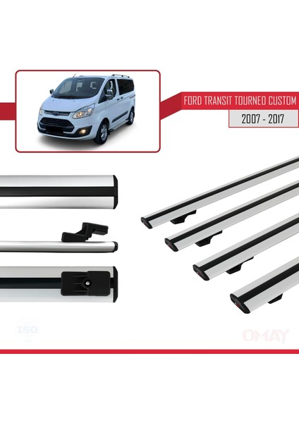 Ford Transit Tourneo - Custom 2007-2017 Arası ile Uyumlu Basıc Model Ara Atkı Tavan Barı Gri 4 Adet