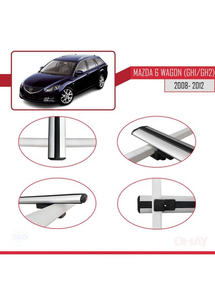 Mazda 6 Wagon (Gh1/gh2) 2008-2012 Arası ile Uyumlu Basıc Model Ara Atkı Tavan Barı Gri 3 Adet