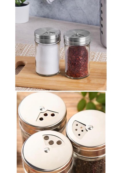 Metal Kapaklı Dökme Ayarlı Cam Tuzluk Karabiberlik 2 Adet