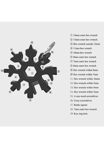 Çok Amaçlı Alyan Tornavida Takımı Çelik Taşınabilir Kar Tanesi Anahtarlık Konserve Şişe Açıcı