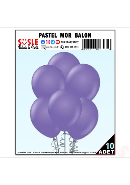 Mor Pastel Balon, 30CM x 10 Adet