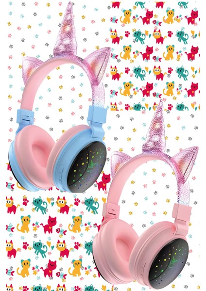 Yeni Nesil LED Işıklandırmalı Kablosuz Sevimli Unicorn Kız Çocuk Kulaklığı fiyatları