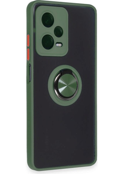 Xiaomi Redmi Note 12 5g Kılıf Montreal Yüzüklü Silikon Kapak - Yeşil