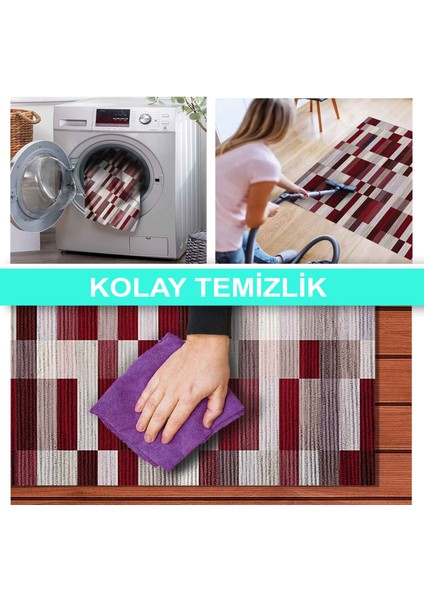 Ilyaki Home Andi Desenli Kadife Pamuk Tabanlı Yıkanabilen Kaydırmaz Salon Halısı