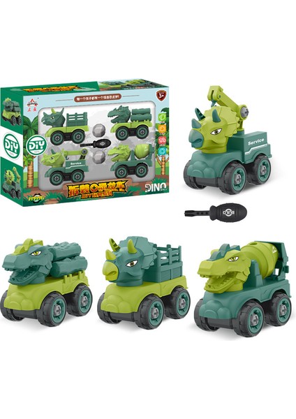 Çocuk Sökme Oyuncakları Diy El Yapımı Dinozor Araba Küçük Çocuk Tyrannosaurus Rex Oyuncak Mühendislik Arabası (Yurt Dışından)
