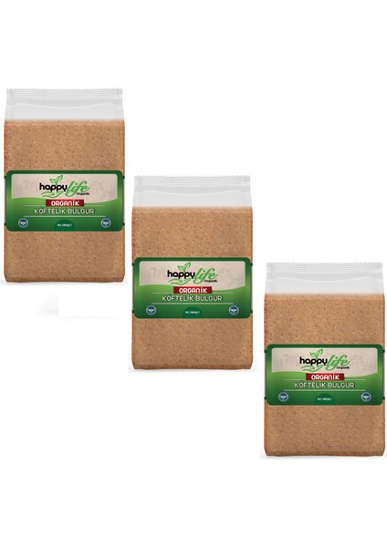 Happy Life Organik Köftelik Bulgur 500 gr x 3 Adet