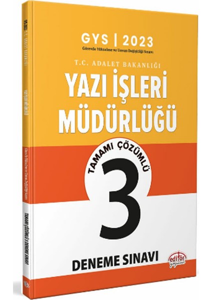 2023 Adalet Bakanlığı Yazı Işleri Müdürlüğü GYS Çözümlü 3 Deneme Sınavı Yayınevi