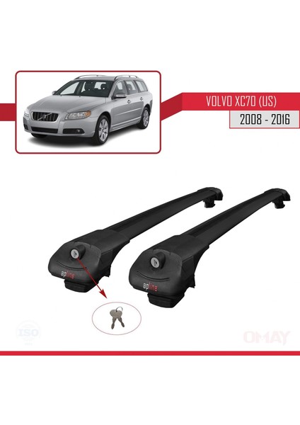 Volvo XC70 (Us) 2008-2016 Arası ile Uyumlu Ace-1 Ara Atkı Tavan Barı Siyah