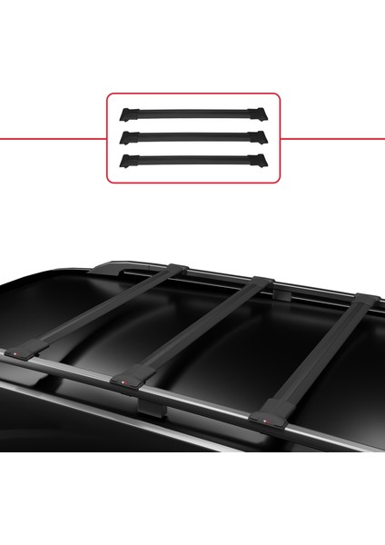 Bmw 3 Serisi (E46) Tourıng 1998-2005 Arası ile Uyumlu Fly Model Ara Atkı Tavan Barı Siyah 3 Adet Bar