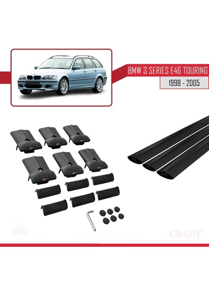 Bmw 3 Serisi (E46) Tourıng 1998-2005 Arası ile Uyumlu Fly Model Ara Atkı Tavan Barı Siyah 3 Adet Bar