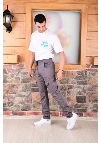 Bel ve Paça Lastikli Yanları Kargo Cep Fermuarlı Erkek PANTOLON-4444 fiyatları