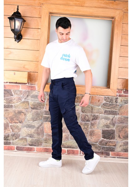 Bel ve Paça Lastikli Yanları Kargo Cep Fermuarlı Erkek PANTOLON-4444 fiyatları