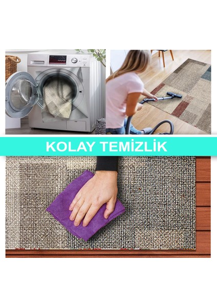 Ilyaki Home Apelia Desenli Kadife Pamuk Tabanlı Yıkanabilen Kaydırmaz Salon Halısı