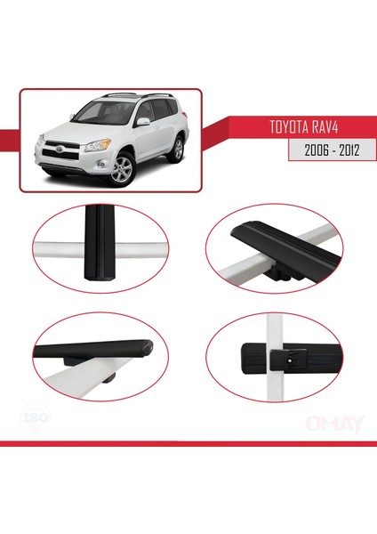 Toyota Rav4 2006-2012 Arası ile Uyumlu Basıc Model Ara Atkı Tavan Barı Siyah