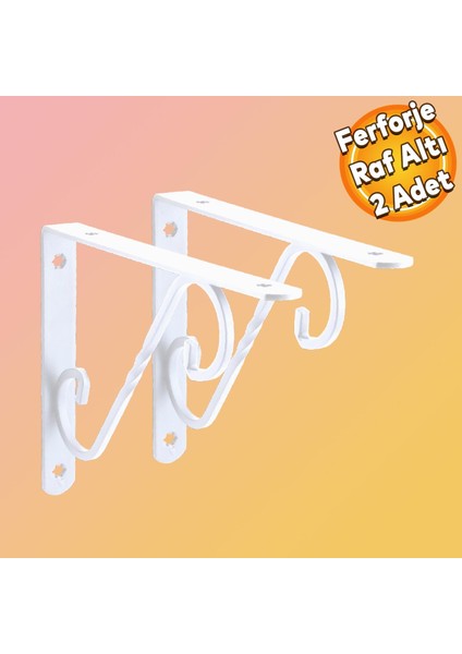 Raf Altı Raf Tutucu Ayak Ferforje Beyaz 150X110 mm 2 Adet
