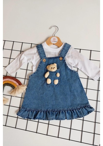 Ayıcık Oyuncaklı Kız Bebek Uzun Kollu Ikili Kot Elbise fiyatları