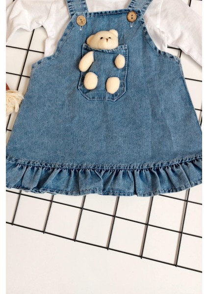 Ayıcık Oyuncaklı Kız Bebek Uzun Kollu Ikili Kot Elbise fırsatları