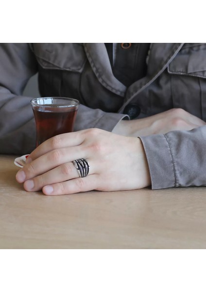 Kartal Pençesi Tasarım Taşsız 925 Ayar Gümüş Erkek Yüzük