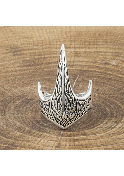 925 Ayar Gümüş Osmanlı Desenli Taşsız Zihgir Okçu Erkek Yüzük fırsatları