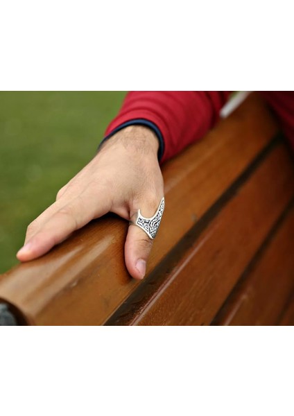 925 Ayar Gümüş Osmanlı Desenli Taşsız Zihgir Okçu Erkek Yüzük indirimleri