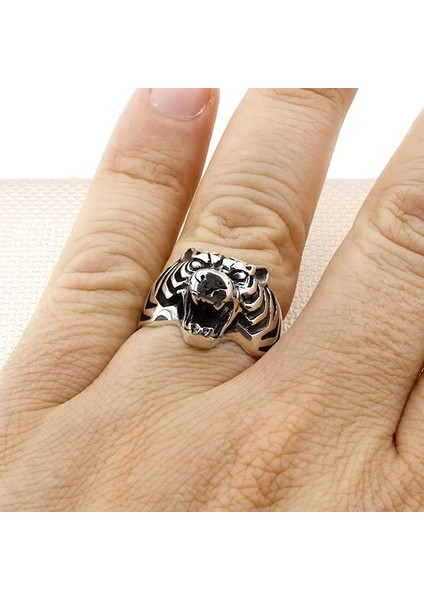 925 Ayar Gümüş Kükreyen Kaplan Motifli Taşsız Erkek Yüzük modelleri