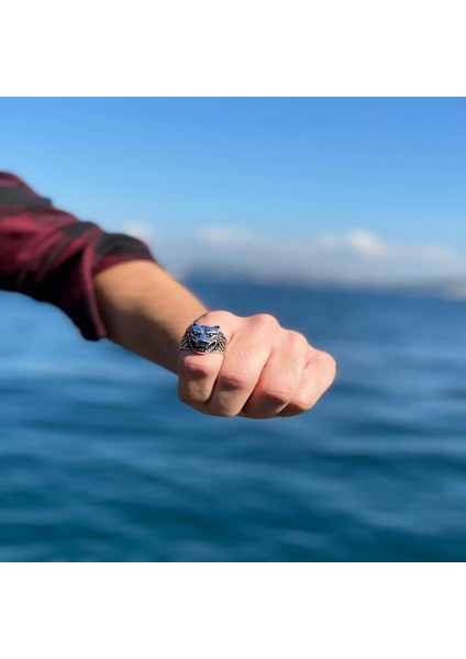 925 Ayar Gümüş Modern Tasarımlı Kurt Motifli Taşsız Erkek Yüzük fırsatları