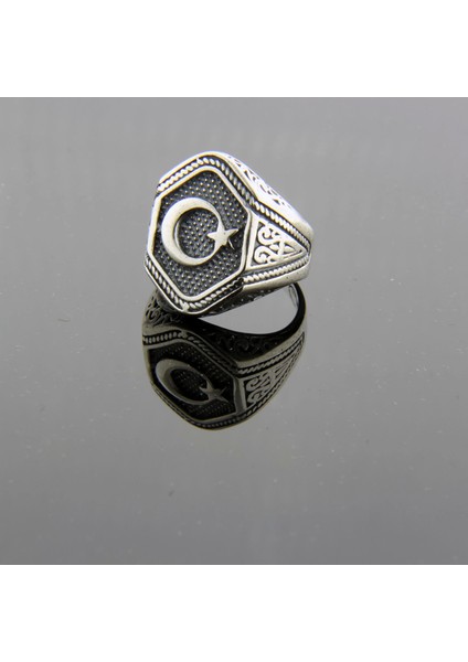 925 Ayar Gümüş Ay Yıldız Erkek Yüzük fiyatları