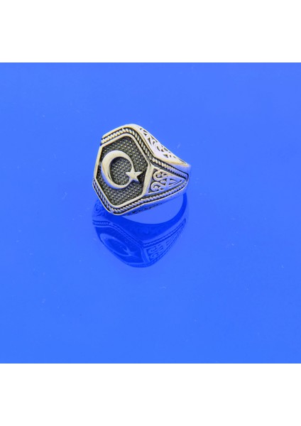 925 Ayar Gümüş Ay Yıldız Erkek Yüzük fırsatları