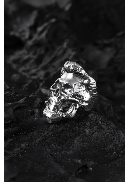 925 Ayar Gümüş Kuru Kafa Motifli Yüzük fiyatları