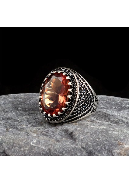 925 Ayar Zultanit Taşlı Model Erkek Yüzük Silver modelleri