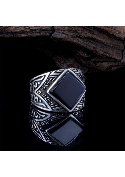 925 Ayar Gümüş Oniks Taşlı Model Yüzük