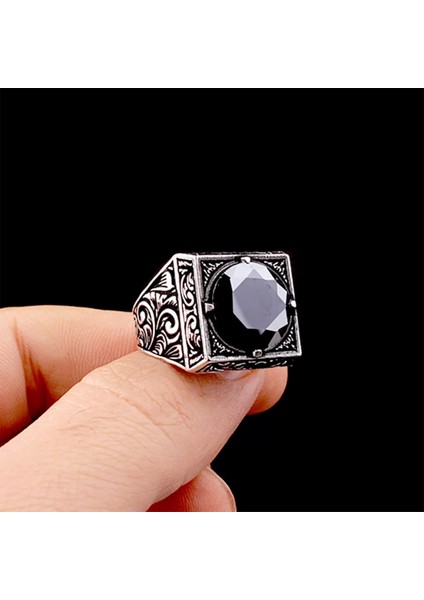 926 Ayar Kalem Işleme Motifli Zirkon Taşlı Erkek Yüzük Silver modelleri