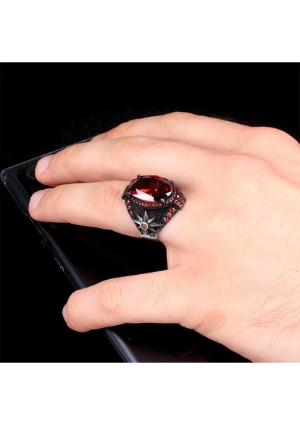 925 Ayar Zirkon Taşlı Yıldız Motifli Gümüş Erkek Yüzük Silver fiyatları