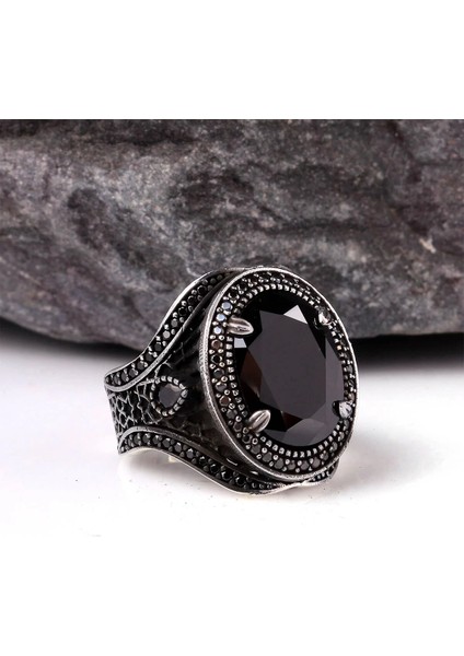 925 Ayar Siyah Zirkon Mikro Taşlı Gümüş Erkek Yüzük Silver modelleri