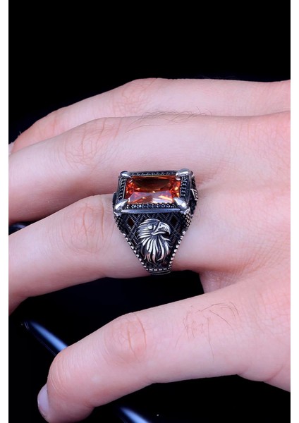 925 Ayar Gümüş Zirkon Taşlı Kartal Motifli Erkek Yüzük Silver fiyatları