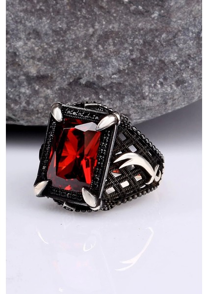 925 Ayar Gümüş Zirkontaşlı Kılıç Motifli Erkek Yüzük Silver modelleri