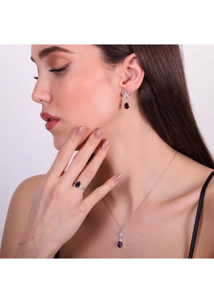 925 Ayar Zirkon Taşlı Kadın Silver Set fiyatları