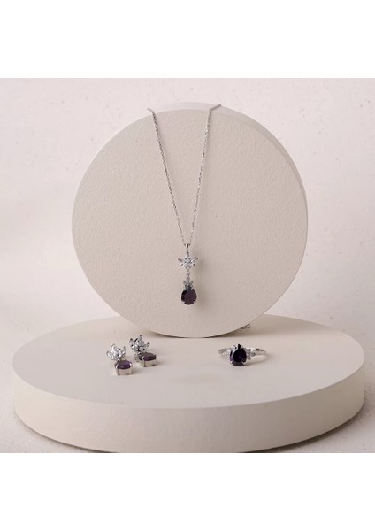 925 Ayar Zirkon Taşlı Kadın Silver Set modelleri