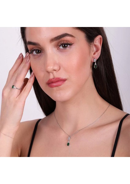 925 Ayar Zirkon Taşlı Kadın Silver Set