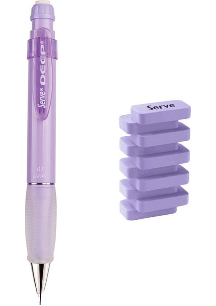Deep 0.7 mm Mekanik Kurşun Kalem Lavanta - Steps Lavanta Silgi