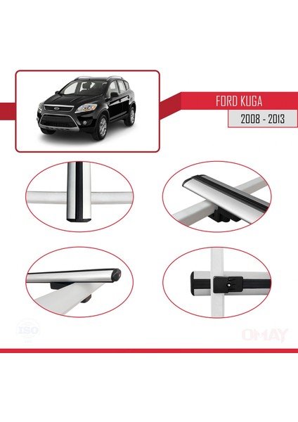 Ford Kuga 2008-2013 Arası ile Uyumlu Basıc Model Ara Atkı Tavan Barı Gri