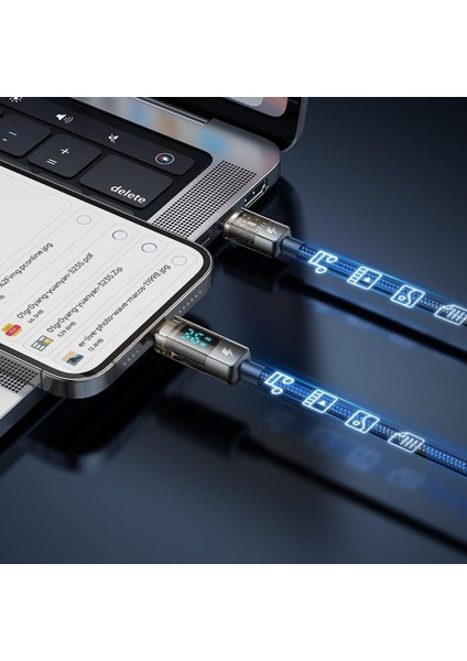 CA-3600 Type-C To Lightning Dijital Ekranlı iPhone Şarj & Data Kablosu 1.2m - Siyah
