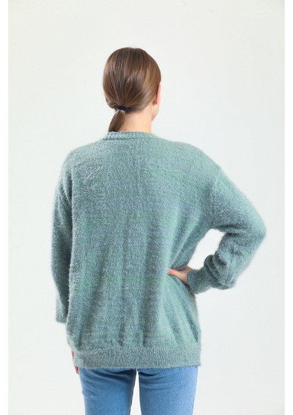 Su Yeşili Hırka, Kadın Hırkası, Oversize Hırka, Triko Hırka