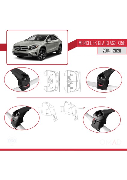 Mercedes Gla (X156) 2014-2020 Arası ile Uyumlu Ace-2 Ara Atkı Tavan Barı Siyah