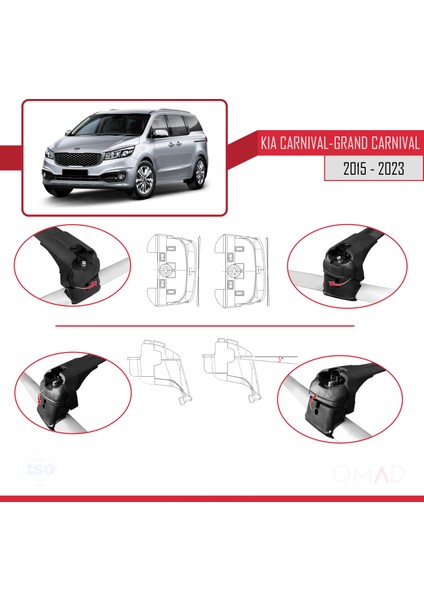 Kia Carnival / Grand Carnival (Yp) 2015 ve Sonrası ile Uyumlu Ace-2 Ara Atkı Tavan Barı Siyah indirimleri