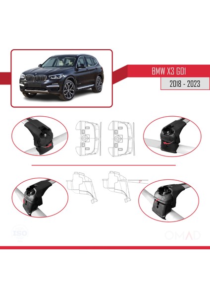 Bmw X3 G01 2018 ve Sonrası ile Uyumlu Ace-2 Ara Atkı Tavan Barı Gri indirimleri