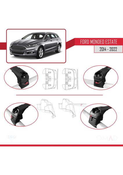 Ford Mondeo (CD391) 2014-2022 Arası ile Uyumlu Ace-2 Ara Atkı Tavan Barı Siyah indirimleri