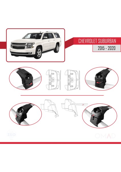 Chevrolet Suburban 2015-2020 Arası ile Uyumlu Ace-2 Ara Atkı Tavan Barı Gri indirimleri