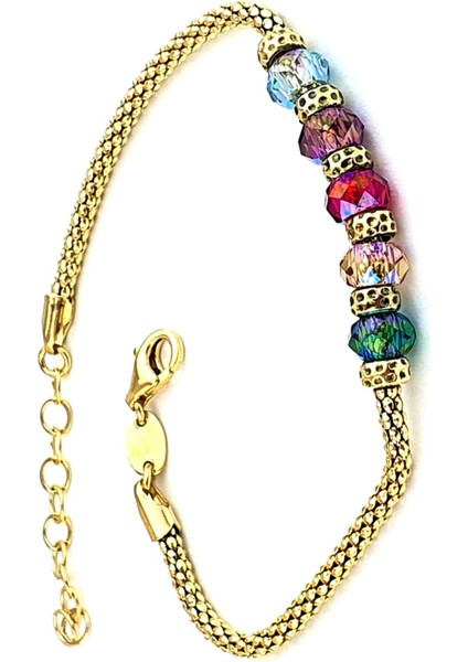 Swarovski Taşlı 925AYAR Gümüş Üzerine Altın Kaplama Trend Bileklik fiyatları