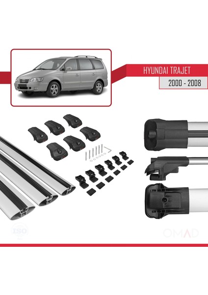 Hyundai Trajet 2000-2008 Arası ile Uyumlu Ace-1 Ara Atkı Tavan Barı Gri 3 Adet Bar indirimleri